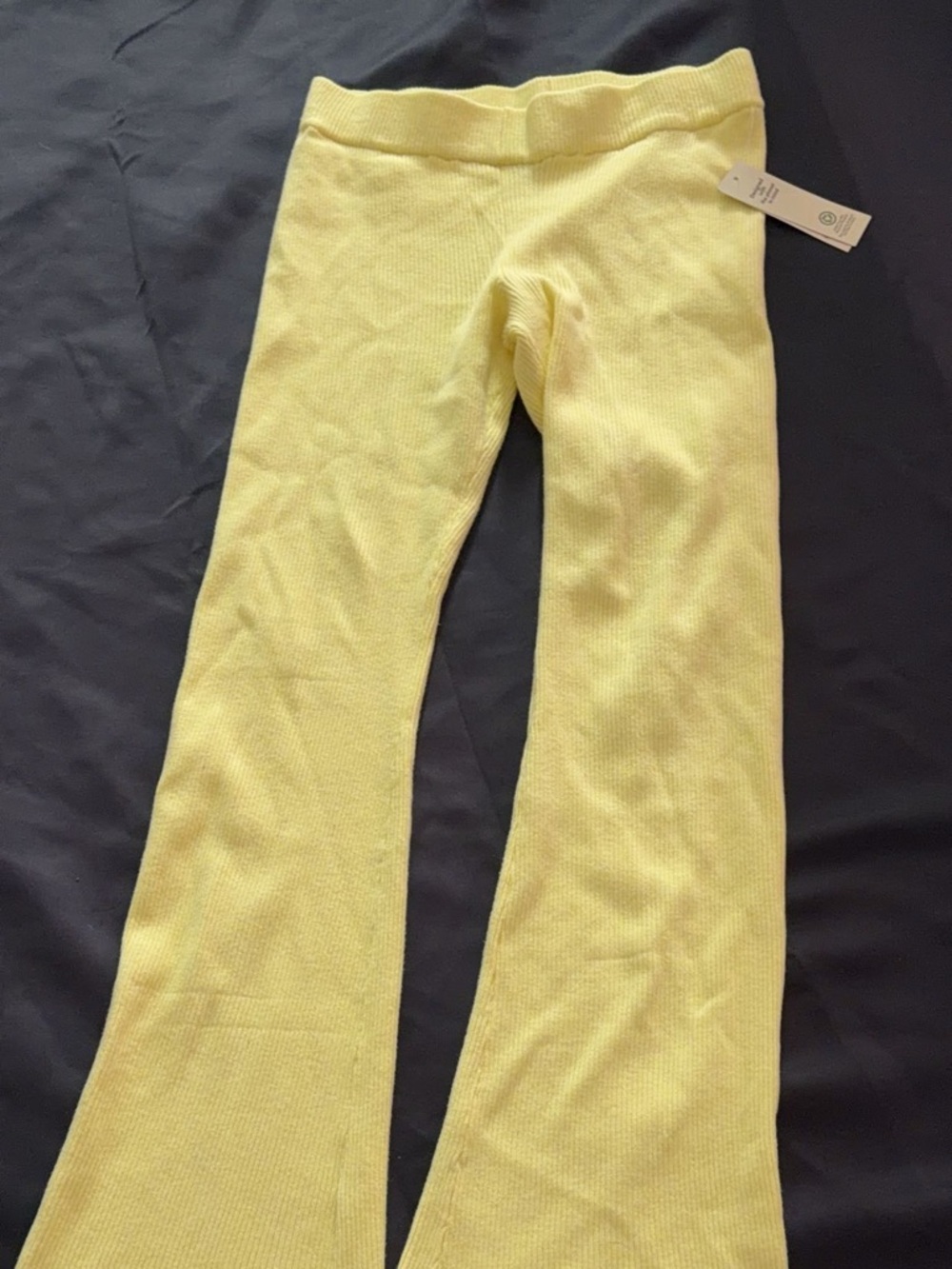 No Boundaries Pale Yellow Ribbed Knit Pants